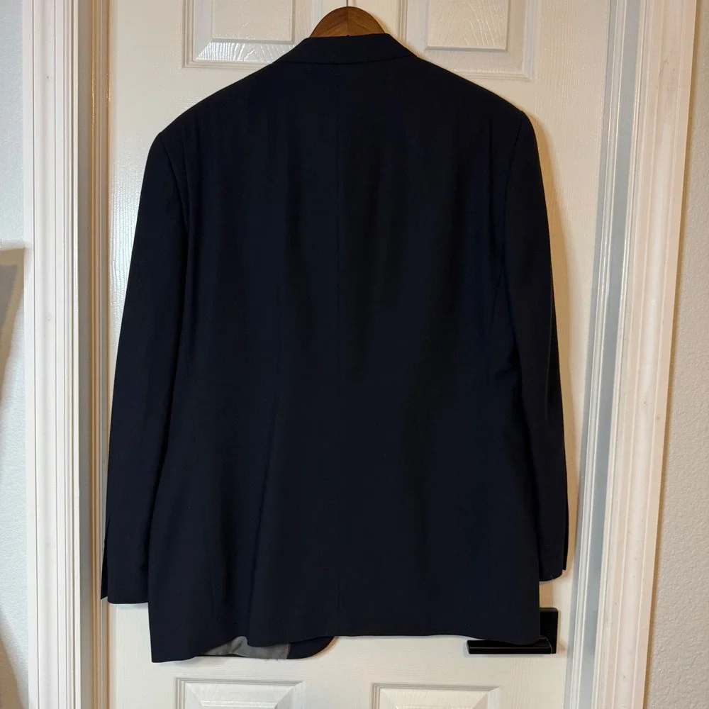 Pronto Uomo Mens 42 Regular Navy Blue 100% Wool 2 Button Blazer Suit Jacket